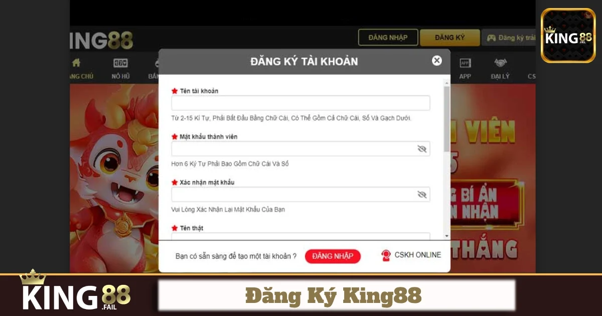 Hướng dẫn từng bước đăng ký King88 cho người mới