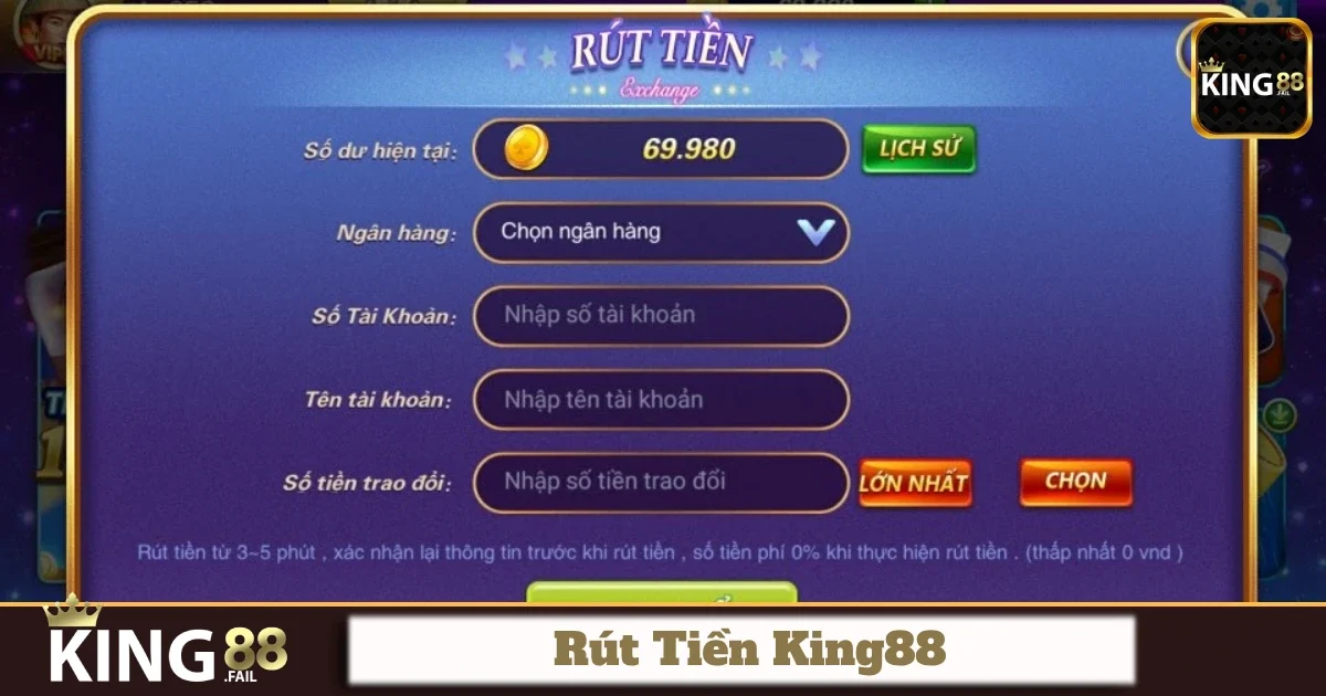 Điều kiện cần biết để rút tiền thành công từ King88