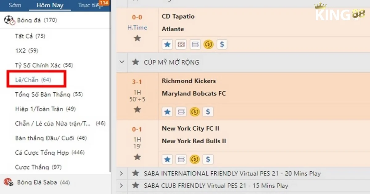 Kèo Chẵn Lẻ Là Gì? Kinh Nghiệm Đặt Cược Tại Nhà Cái King88 2 Đặc điểm kèo chẵn lẻ toàn trận và từng hiệp